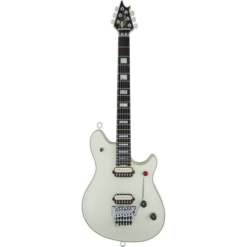 Foto van Evh teambuilt custom wolfgang usa edward van halen signature eb ivory elektrische gitaar met koffer