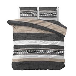 Foto van Dekbedovertrek stripe - lits-jumeaux (240x220 cm) - grijs katoen - dessin: patroon - sleeptime - dekbed-discounter.nl