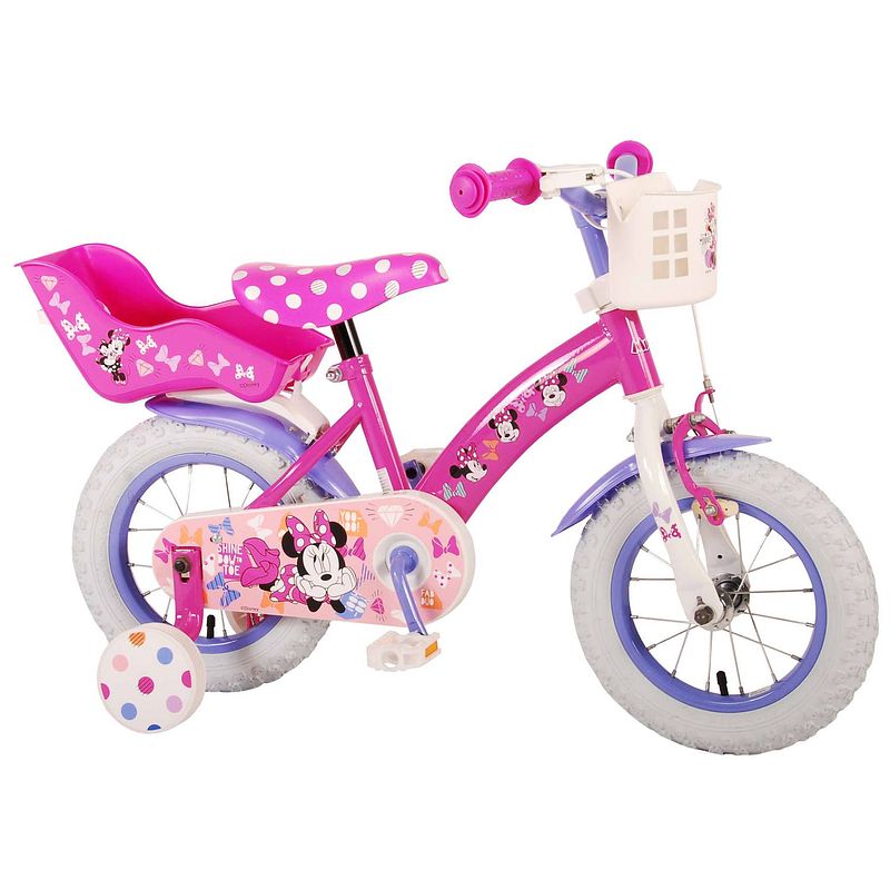 Foto van Volare meisjesfiets minnie cutest ever! 12 inch 23 cm meisjes terugtraprem roze/paars