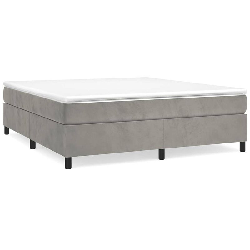 Foto van The living store boxspringbed - comfort - bedframe 203x160x35 - fluweel - pocketvering matras - middelharde