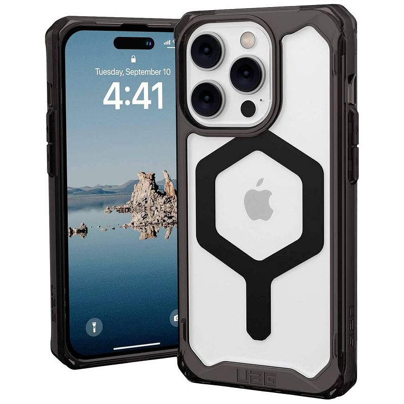 Foto van Urban armor gear plyo magsafe case case apple iphone 14 pro zwart, transparant