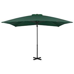 Foto van The living store hangende parasol groen 250 x 250 x 230 cm - uv-beschermend - aluminium