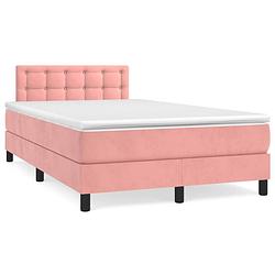 Foto van Vidaxl boxspring met matras fluweel roze 120x200 cm