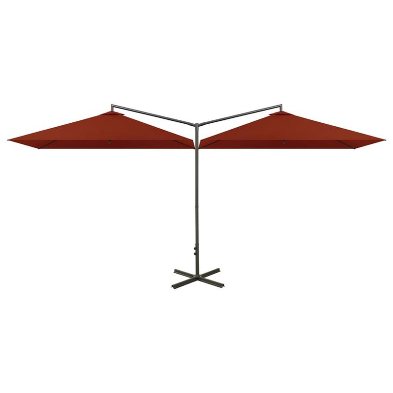 Foto van Vidaxl parasol dubbel met stalen paal 600x300 cm terracottakleurig