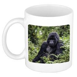 Foto van Dieren foto mok gorilla - gorilla apen beker wit 300 ml - feest mokken