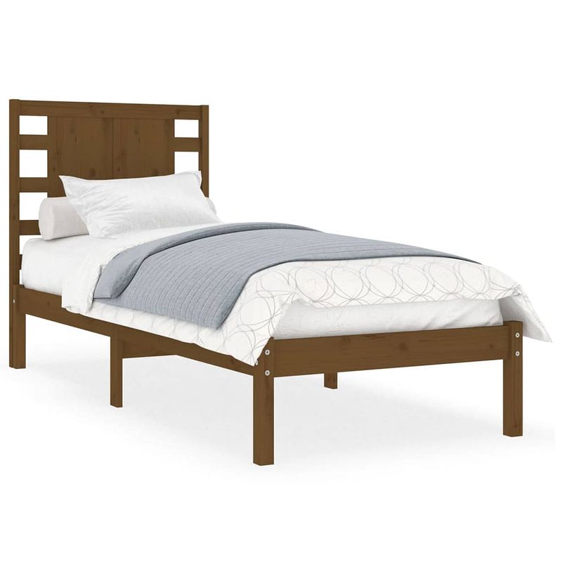 Foto van The living store bedframe massief hout honingbruin 75x190 cm 2ft6 small single - bed