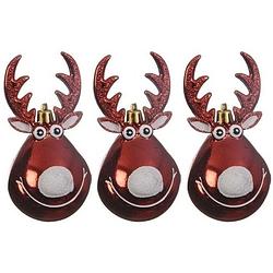 Foto van 3x kersthangers figuurtjes rendier rudolph kerst rood 11 cm - kersthangers