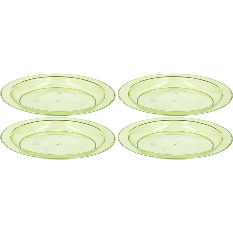 Foto van 4x groene plastic borden/bordjes 20 cm - bordjes