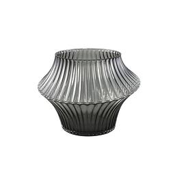 Foto van Ptmd yulaa grey solid glass vase oblique shape s