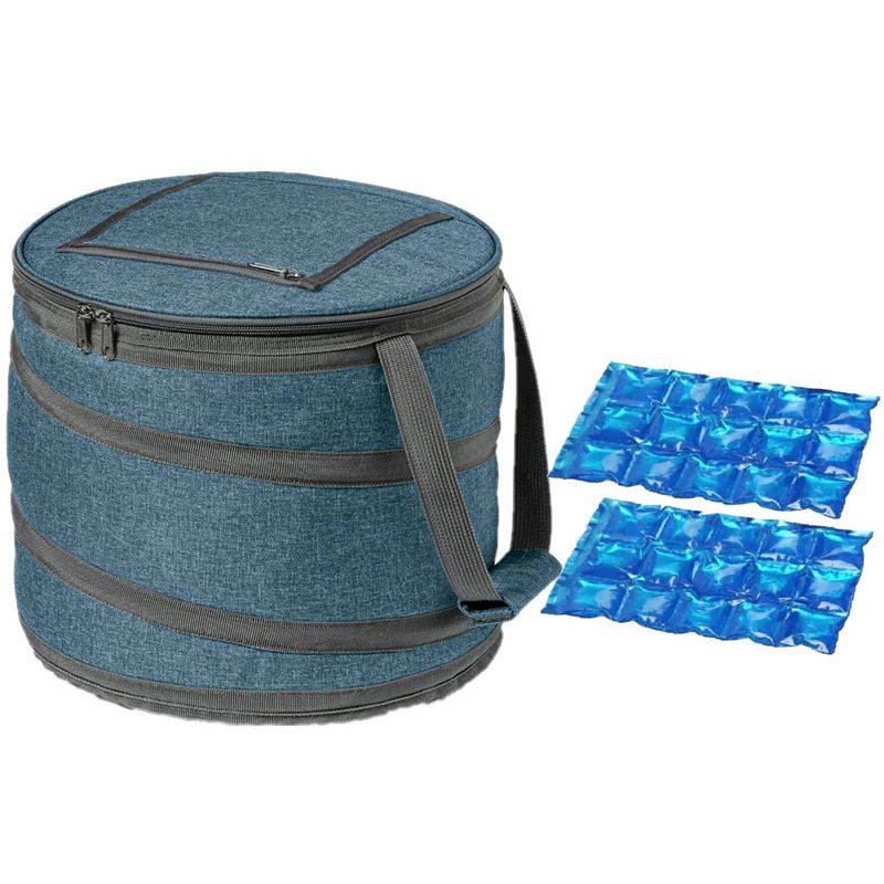 Foto van Opvouwbare koeltas blauw/grijs met 2 stuks flexibele koelelementen 15 liter - koeltas