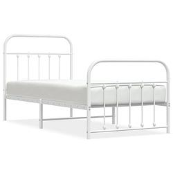 Foto van The living store bedframe staal - robuust en functioneel - 196 x 95 x 100 cm - kleur- wit