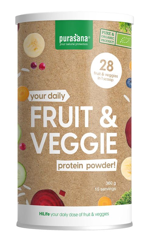 Foto van Purasana fruit & veggie proteïne poeder