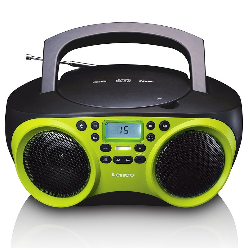 Foto van Radio cd speler met mp3 en usb functie lenco scd-200lm zwart-lime groen