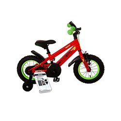 Foto van Volare kinderfiets rocky - 12 inch - rood/groen - inclusief ways bandenplakset