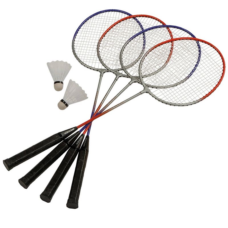 Foto van Happy people badmintonset 65 cm grijs/blauw 10-delig