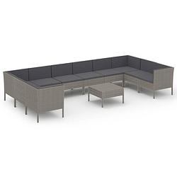 Foto van Vidaxl 11-delige loungeset met kussens poly rattan grijs