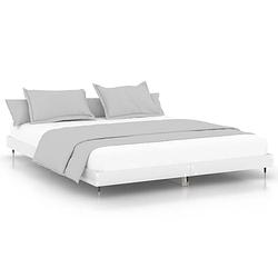 Foto van The living store bedframe - hoogglans wit - 203 x 143 x 20 cm - multiplex lattenbodem