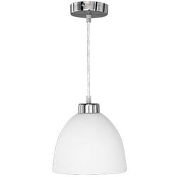 Foto van Led hanglamp - trion dolina - e27 fitting - 1-lichts - rond - mat chroom - aluminium