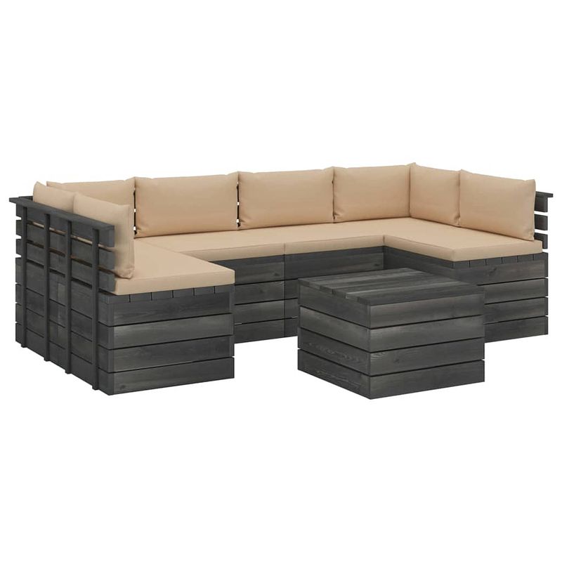 Foto van Vidaxl 7-delige loungeset met kussens pallet massief grenenhout