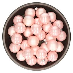 Foto van Kerstballen set van glas 36x stuks roze 6 cm - kerstbal