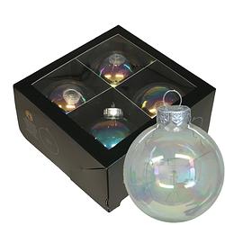 Foto van Kerstballen van glas - 4x - transparant parelmoer -10 cm -milieubewust - kerstbal
