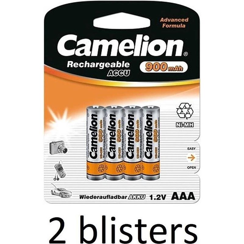 Foto van Camelion oplaadbare aaa batterij 900mah - 4 stuks