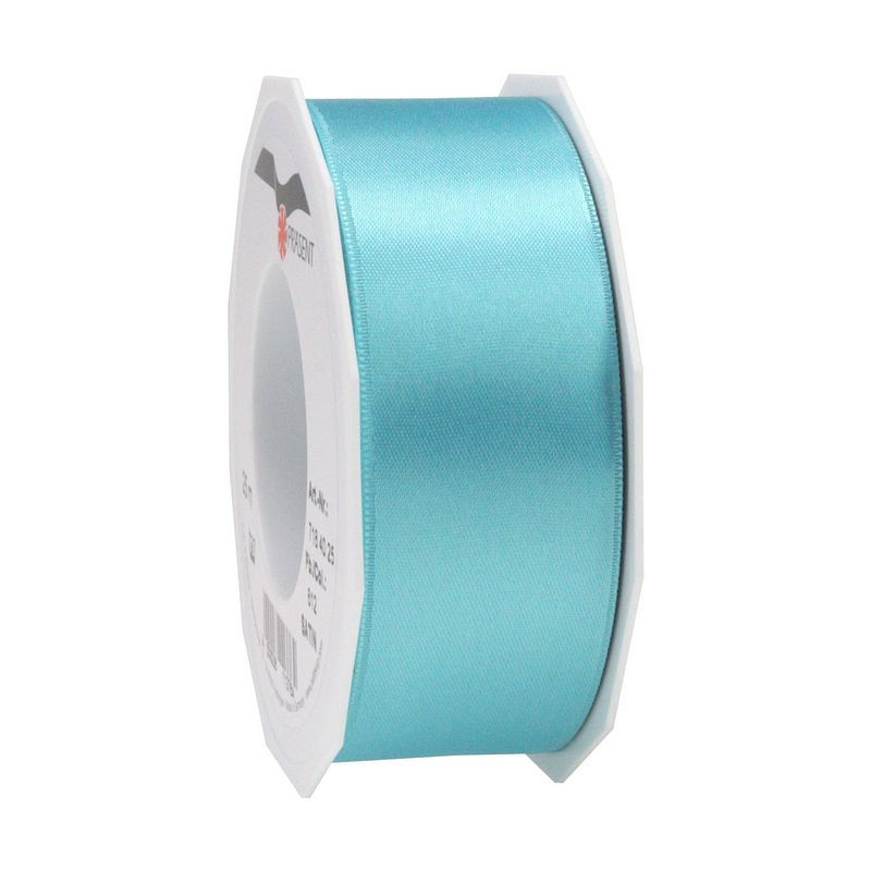 Foto van 1x luxe hobby/decoratie turquoise satijnen sierlinten breed 4 cm/40 mm x 25 meter - cadeaulinten