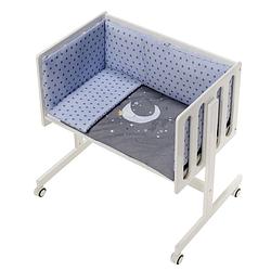 Foto van Interbaby babywieg/co-sleeper maan 90 x 55 cm hout blauw/wit