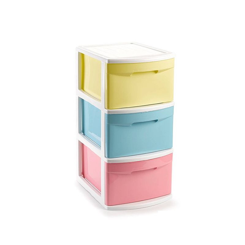 Foto van Ladeblok/bureau organizer met 3x lades multi-color/wit l39 x b28.5 x h58.5 cm - ladeblok