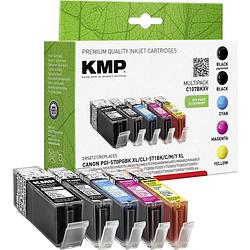 Foto van Kmp inkt vervangt canon pgi-570 xl, cli-571 xl compatibel combipack zwart, foto zwart, cyaan, magenta, geel c107bkxv 1569,0050