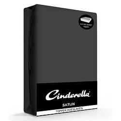 Foto van Cinderella katoen-satijn topper hoeslaken - 100% katoen-satijn - 1-persoons (90x220 cm) - anthracite