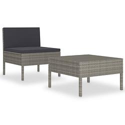 Foto van Vidaxl 2-delige loungeset met kussens poly rattan grijs