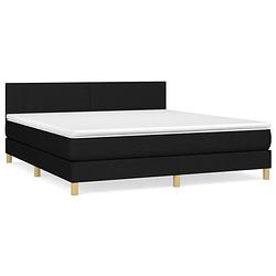 Foto van The living store boxspringbed - comfort deluxe - bed - 203 x 160 x 78/88 cm - zwarte stof - verstelbaar hoofdbord -