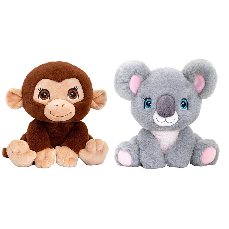 Foto van Keel toys - pluche knuffel dieren bosvriendjes set koala en chimpansee aapje 25 cm - knuffeldier