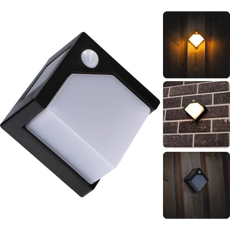 Foto van Proventa solar buitenlamp met bewegingssensor - zonne-energie wandlamp sharon - zwart