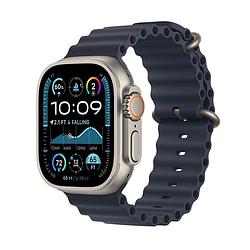 Foto van Apple watch ultra 2 gps + cellular 49mm titanium case met navy ocean band smartwatch beige