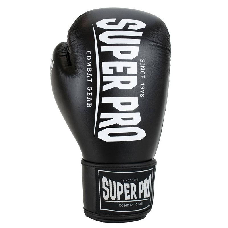 Foto van Super pro combat gear champ bokshandschoenen zwart/wit mt 12oz