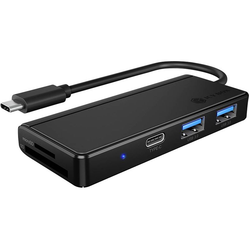 Foto van Icy box 60796 usb-c mini-dockingstation geschikt voor merk: universeel geïntegreerde kaartlezer