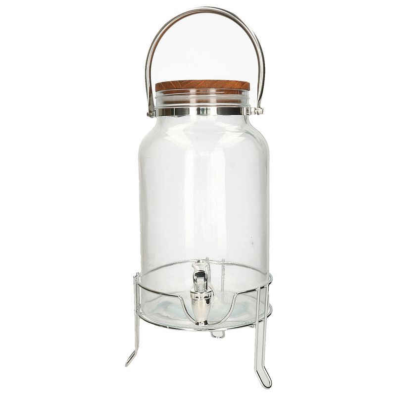 Foto van Drankdispenser/limonadedispenser op verhoger - 6l - glas - rvs - 18 x 21 x 31 cm - drankdispensers