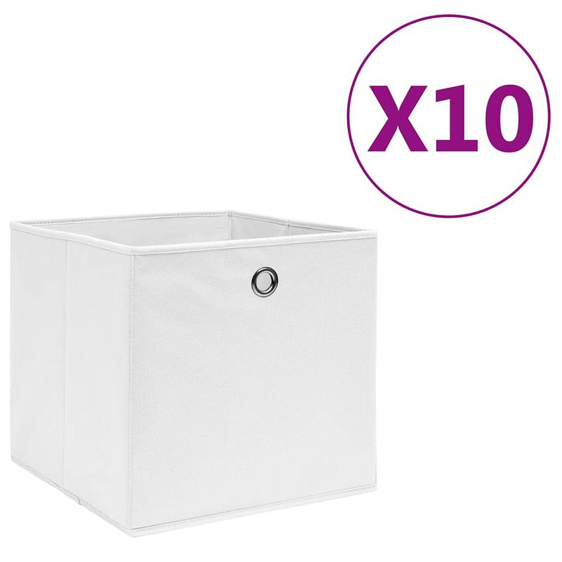 Foto van Vidaxl opbergboxen 10 st 28x28x28 cm nonwoven stof wit