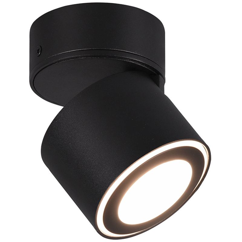 Foto van Led plafondspot - trion tarus - 4w - warm wit 3000k - 1-lichts - rond - mat zwart - aluminium