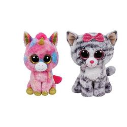 Foto van Ty - knuffel - beanie boo'ss - fantasia unicorn & kiki cat