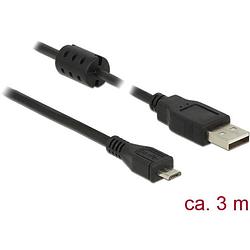 Foto van Delock usb-kabel usb 2.0 usb-a stekker, usb-micro-b stekker 3.00 m zwart met ferrietkern 84909