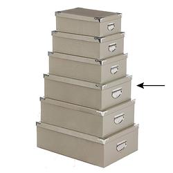 Foto van 5five opbergdoos/box - beige - l40 x b26.5 x h14 cm - stevig karton - crocobox - opbergbox