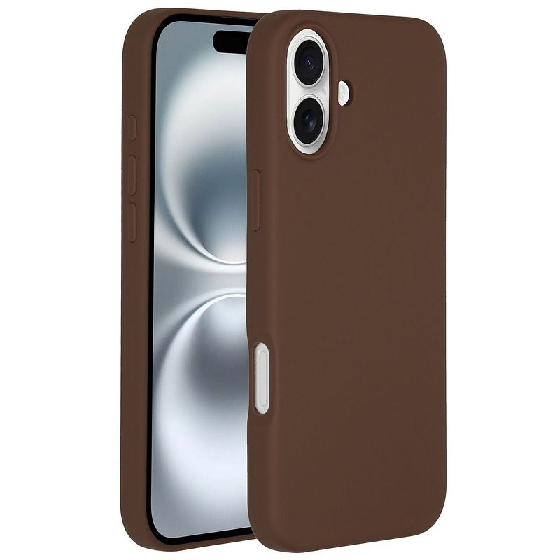 Foto van Accezz liquid silicone backcover met magsafe iphone 16 plus telefoonhoesje bruin