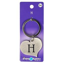 Foto van Paper dreams sleutelhanger hart letter h 10 x 4 cm staal zilver