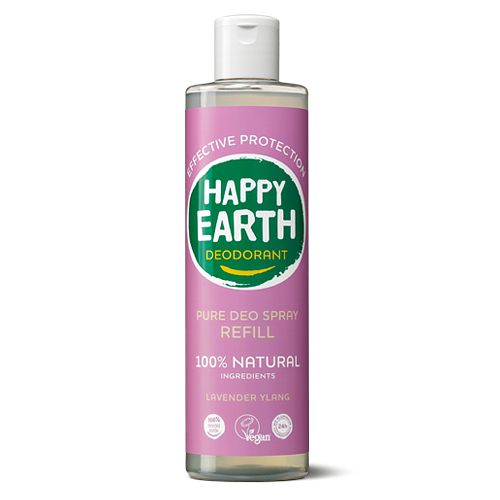 Foto van Happy earth 100% natuurlijke deo spray lavender ylang navulling