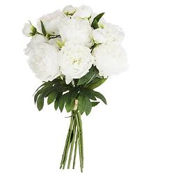 Foto van Atmosphera kunstbloemen boeket 13 witte pioenen 50 cm - kunstbloemen