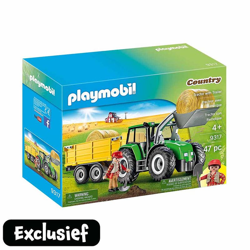 Foto van Playmobil country tractor met trailer 9317