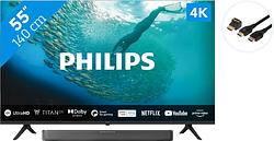 Foto van Philips 55pus7009  + soundbar + hdmi kabel